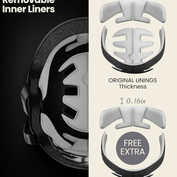 Skateboard Cycling Helmet - Two Removable Liners Ventilation Multi-Sport Scooter - Picture 3 of 7